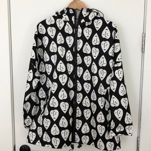 Black and White Printed Windbreaker